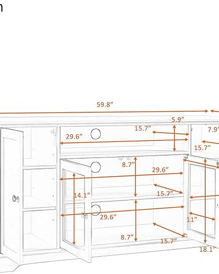 NicBex TV Stand for 65 Inch TV Modern TV Media Console Table with 2 Tempered Glass Doors Adjustable Panels,Entertainment Center with Storage for Living Room,59.8 Inch,White - LeafyLoom