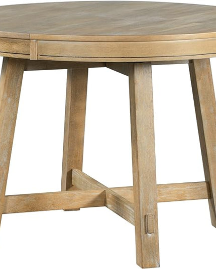 NicBex Dining Table Contemporary Kitchen Table Farmhouse Rustic Round Extendable Dining Table with 16" Leaf Wood Kitchen Table Round Dining Table, Natural Wood Wash - LeafyLoom