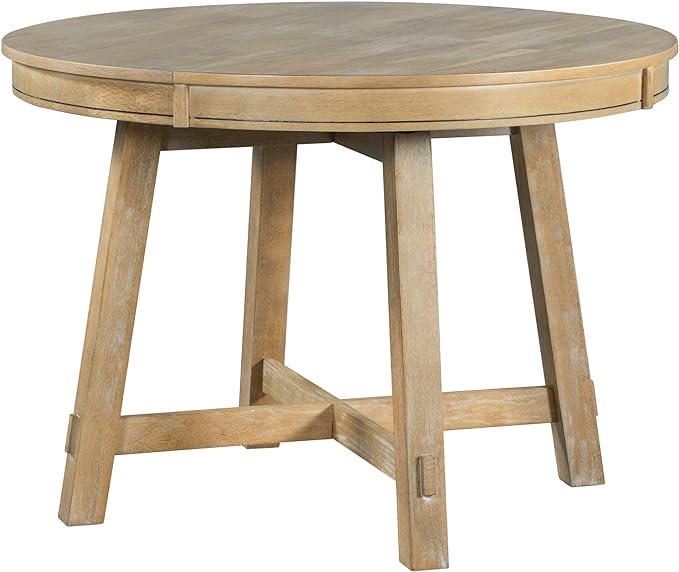 NicBex Dining Table Contemporary Kitchen Table Farmhouse Rustic Round Extendable Dining Table with 16" Leaf Wood Kitchen Table Round Dining Table, Natural Wood Wash - LeafyLoom