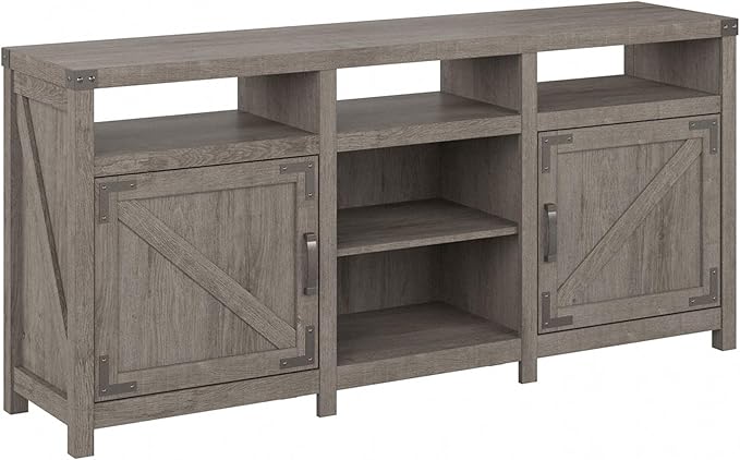 Bush Furniture Knoxville Farmhouse Stand for 75 Inch TV, Living Room Media Console with Storage, 65W, Restored Gray - LeafyLoom