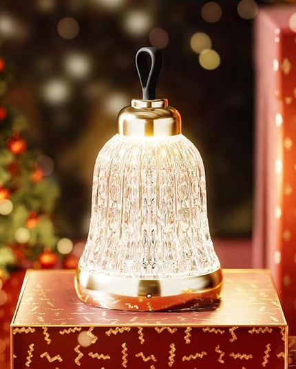 KOSTA Crystal Bell Table Lamp Rechargeable Crystal Lamp Christmas Bell Light for Decor Home Bedroom Kitchen Office Living Room Birthday Gift Lights for Bedroom/Party/Kids Room - LeafyLoom