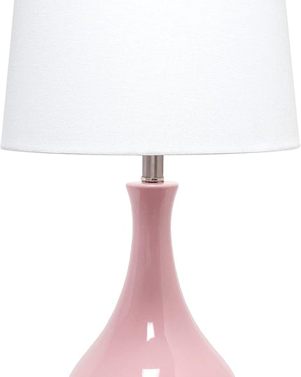 Elegant Designs LT3312-RPK Ceramic Genie Tear Drop Shaped Glossy Table Lamp, Rose Pink - LeafyLoom