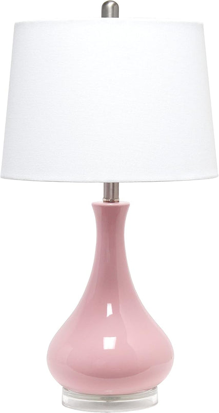 Elegant Designs LT3312-RPK Ceramic Genie Tear Drop Shaped Glossy Table Lamp, Rose Pink - LeafyLoom