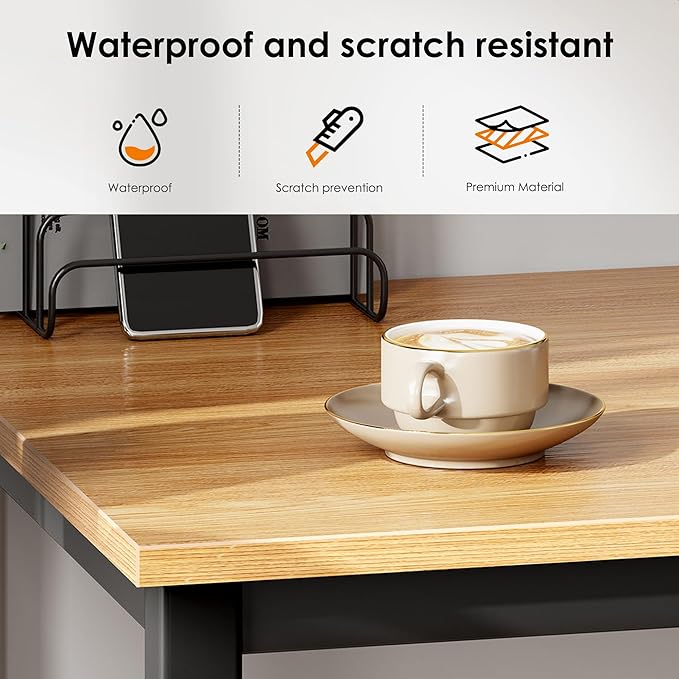 DlandHome 31.5 inches Small Computer Desk for Home Office Activity Table Writing Table for Small Spaces Study Table Student Laptop Desk Teak and Black DND-AC3BB-8040 - LeafyLoom