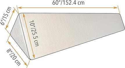 Insieme Queen Size Headboard Wedge Pillow (White) |Multi-Use Foam Bed Gap Filler for Covering Gaps Between Bed and Headboard or Wall (60x8x6x10 inch) - LeafyLoom