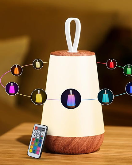 Dimmable Night Light Touch Lamp for Bedroom Rechargeable Remote Bedside Lamp Portable Hanging Table Lamp Changeable Warm White Light Perfect Toy Gift for Kids Adults - LeafyLoom