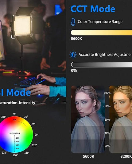 NEEWER 2 Packs 480 RGB Led Light with APP Control, Photography Video Lighting Kit with Stands and Bag, 480 SMD LEDs CRI95/3200K-5600K/Brightness 0-100%/0-360 Adjustable Colors/9 Applicable Scenes Neewer
