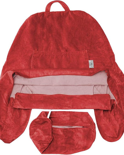 Husband Pillow XXL Cover Only Red, Cozy Microfiber Bed Rest Pillow Cover with Arms - Array of Colors - Generous Side and Back Pockets for Your Favorite Comfy Reading Pillow - LeafyLoom