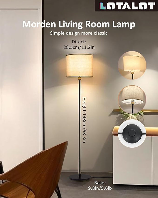 Led Floor Lamp for Living Room: Modern Standing Tall Floor Lamp for Bedroom - Smart APP Control - RGB Light 12 Colors with Decorative Lampshade - LeafyLoom