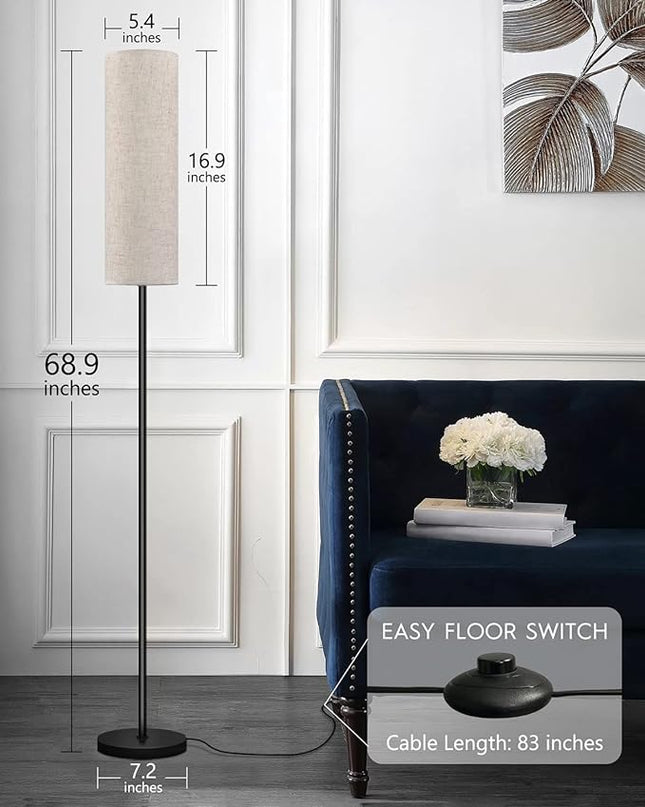 RGB Smart LED Floor Lamps for Living Room, Compatible with Alexa, Google Home, 69" Tall Modern Standing Lamp for Bedroom with Remote & WiFi APP Control, 2700k-6500k Corner Lamp with Linen Lampshade - LeafyLoom
