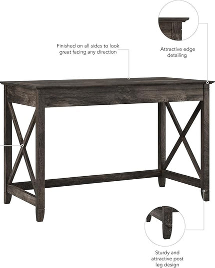 Bush Furniture Key West 48W Writing Desk in Dark Gray Hickory - LeafyLoom