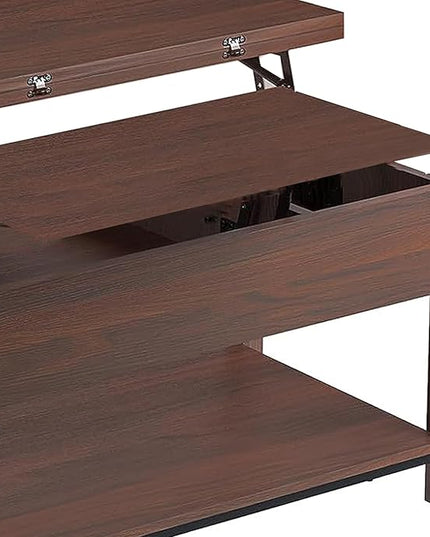 FABATO Lift Top Coffee Table, 4-in-1 Multi-Function Convertible Coffee Table with Storage, Coffee Table Converts to Dining Table for Living Room Reception Room Office, Espresso - LeafyLoom