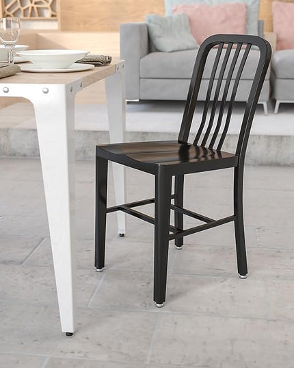 Flash Furniture Commercial Grade Black Metal Indoor-Outdoor Chair - LeafyLoom
