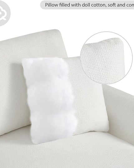 119" Sectional Sofa, L-Shaped Couch Set with 2 Free Pillows and Chaise, 5-seat Chenille Indoor Furniture for Living Room, Apartment, Office, 119inch, White - LeafyLoom