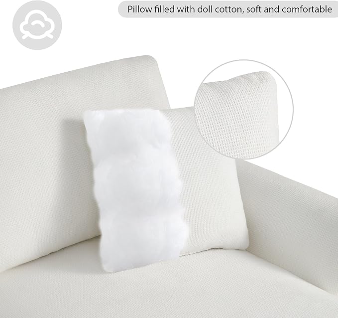 119" Sectional Sofa, L-Shaped Couch Set with 2 Free Pillows and Chaise, 5-seat Chenille Indoor Furniture for Living Room, Apartment, Office, 119inch, White - LeafyLoom