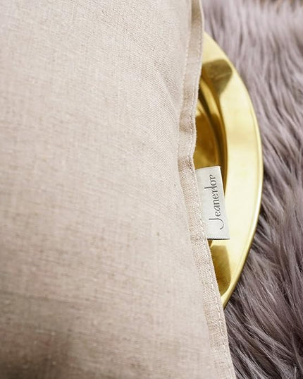 Jeanerlor Set of 2 20"x20" Yellow Pillowcase with Zipper Cousion Cover Decor Cotton Linen to Embellish Students' Dormitory/Study Room/House/Office,(50 x 50cm), Light Linen - LeafyLoom