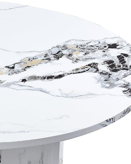 NicBex Round Dining Table for 4-6, 47 Inch Modern Kitchen Faux Marble Table Small Dinner Table MDF Kitchen Dinning Table for Cafe Restaurant Wine Bar Home Office Conference, White - LeafyLoom
