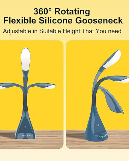 Led Desk Lights for Bedroom Flexible Gooseneck Table Lamp with Wireless Charger Touch Dimmable Night. Simple Modern Smart Floor Light with 5 Color Brightness and 5 RGB Colorful Ambient Lighting - LeafyLoom