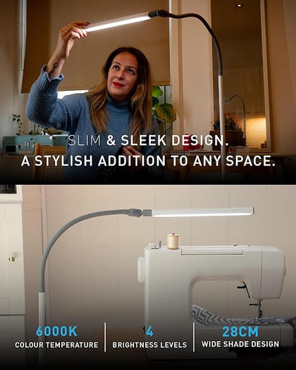 Daylight Company Uno Pro lamp, Standing Lamp for Living Room, Bedroom, Salon, Office, Touch Control, Flexible Arm, Sleek Design, Multipurpose - LeafyLoom