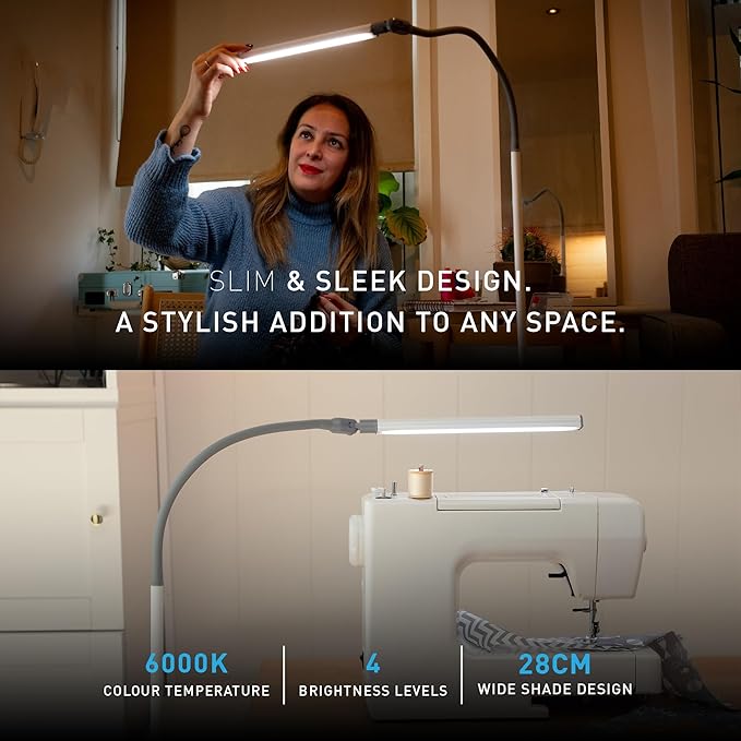 Daylight Company Uno Pro lamp, Standing Lamp for Living Room, Bedroom, Salon, Office, Touch Control, Flexible Arm, Sleek Design, Multipurpose - LeafyLoom