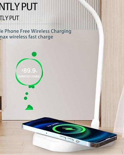 Led desk lamp with wireless charger, Bluetooth Speaker, Dimmable Table Lamp with 3 Lighting Mode, Touch Control, USB Charging Port Desk Light for Home Office Dorm Reading Work Study ( Color : Black ) - LeafyLoom