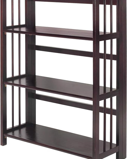 Casual Home 3 Shelf Folding Stackable Bookcase, 27.5" Wide, Espresso - LeafyLoom