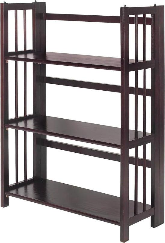 Casual Home 3 Shelf Folding Stackable Bookcase, 27.5" Wide, Espresso - LeafyLoom