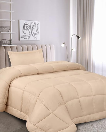 Utopia Bedding Twin Comforter Set Kids with 1 Pillow Sham, Bedding Comforter Sets, Down Alternative Beige Comforter, Soft and Comfortable, Machine Washable - LeafyLoom