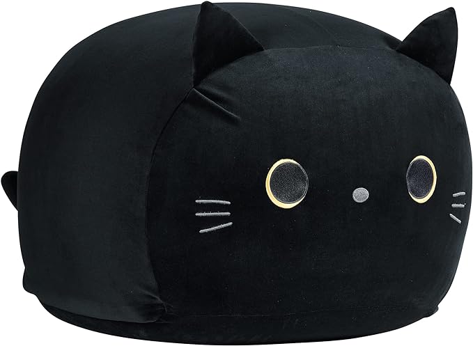 Stuffed Animal Storage Bean Bag Chair Cover for Kids Black Cat Beanbag Chair for Girls Large Size Toy Organizer Cover Only Without Filling - LeafyLoom