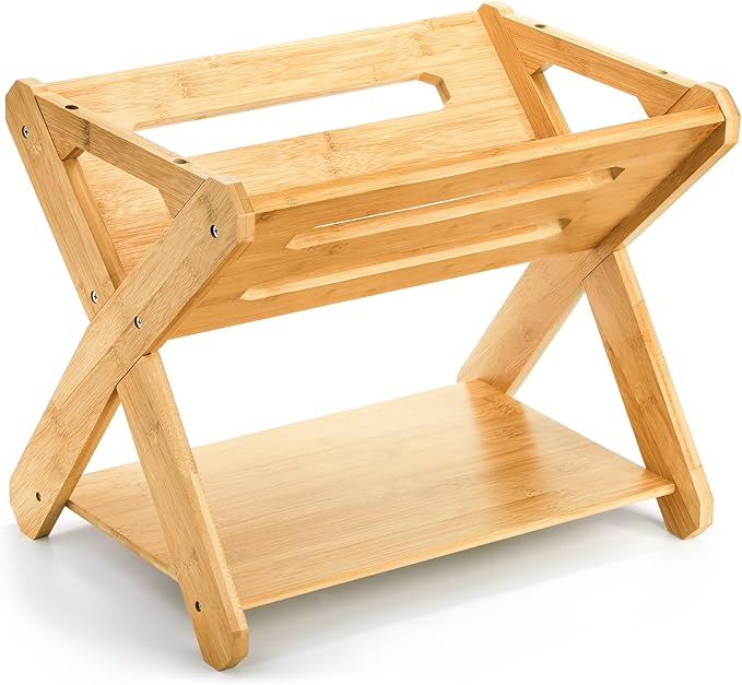 Okllen Kids' Book Caddy with Shelf, Bamboo Bookcase Book Storage Organizer, Book Rack Book Shelf Organizer for Toddlers, Bedroom, Playroom, Nursery, Sturdy, Including Installation Instruction - LeafyLoom