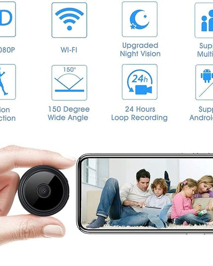 Secret Camera Spy Camera WiFi Home Security Camera Mini Hidden Camera Video Recorder Night Vision Live Feed Playback Phone App Control Nanny Cam Pet Camera X+W+EI+UNION
