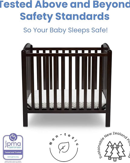 Delta Children Emery Mini Convertible Baby Crib with 2.75-inch Mattress, Dark Chocolate - LeafyLoom