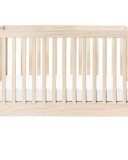 Babyletto Maki Full-Size 2-in-1 Portable Folding Crib with Toddler Bed Conversion Kit in Washed Natural, Greenguard Gold Certified - LeafyLoom