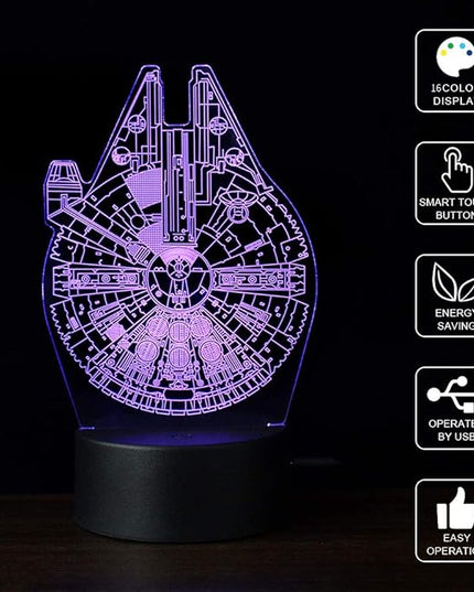3D Illusion LED Night Light,16 Colors Gradual Changing Touch Switch USB Table Lamp for Holiday Gifts or Home Decorations（3Pattern） - LeafyLoom