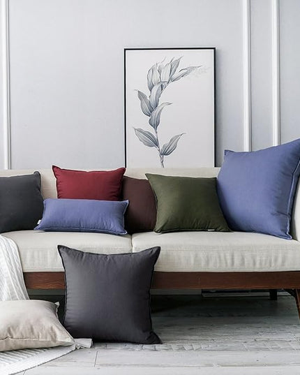 Jeanerlor Set of 2 20"x20" Pillowcase Dark Grey Cousion Cover Natural Cotton Linen with Unique Design to Embellish House/Study Room/Office/Students Dormitory 50 x 50cm - LeafyLoom