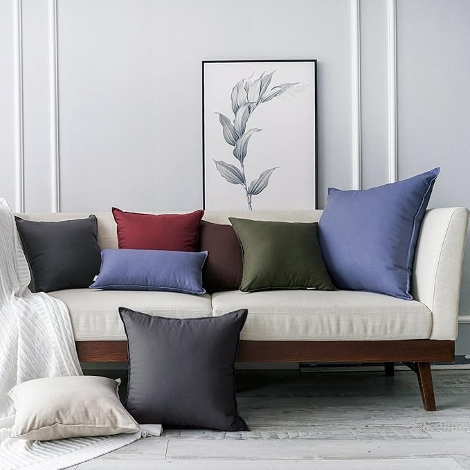 Jeanerlor Set of 2 20"x20" Pillowcase Dark Grey Cousion Cover Natural Cotton Linen with Unique Design to Embellish House/Study Room/Office/Students Dormitory 50 x 50cm - LeafyLoom
