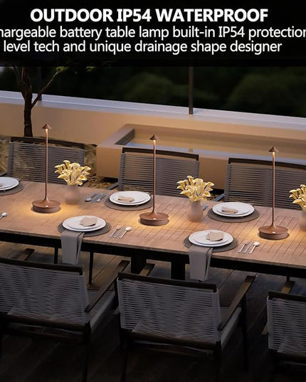 Cordless Table Lamps Rechargeable, LED Desk Lamp 4000mAh Battery Operated Outdoor Waterproof Portable Touch Dimmable Table Light for Patio/Restaurant/Bar/Indoor (Brown-2PC) - LeafyLoom
