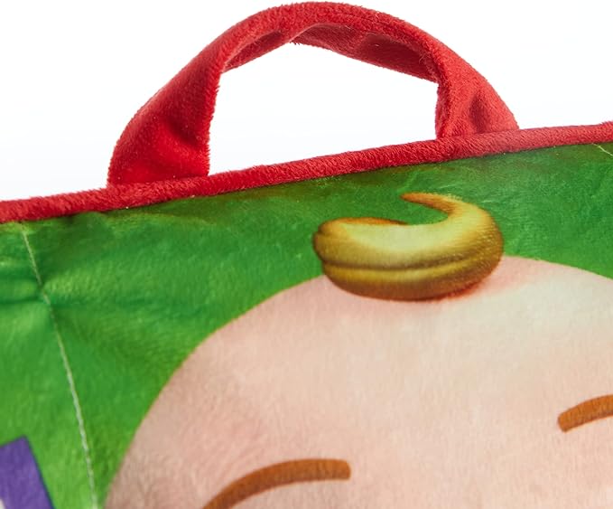 Idea Nuova Cocomelon Kids Mink Plush Bean Bag Chair with Piping & Top Carry Handle , Large - LeafyLoom