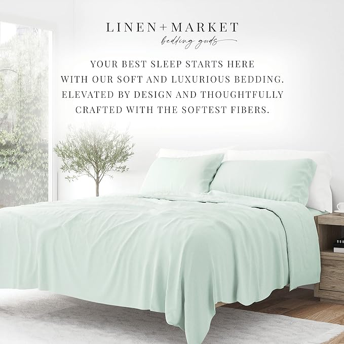 Linen Market Bed Sheets for Full Size Bed (Mint) - Sleep Better Than Ever with These Soft and Cooling Full Sheets - Deep Pocket Fits 16" Thick Beds - 4 Piece Full Sheet Set - LeafyLoom