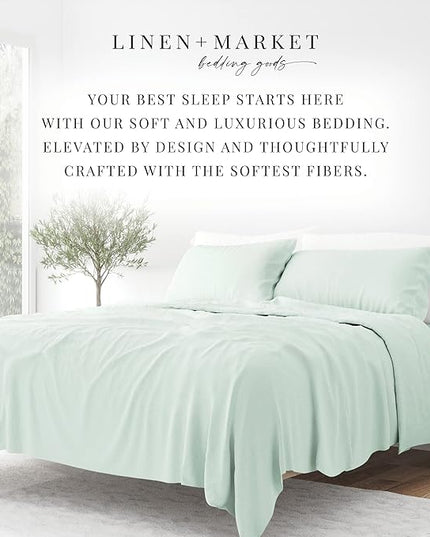 Linen Market Bed Sheets for California King Size Bed (Mint) - Sleep Better Than Ever with These Soft and Cooling California King Sheets - Deep Pocket Fits 16" Thick Beds - 4 Piece Cal King Sheet Set - LeafyLoom