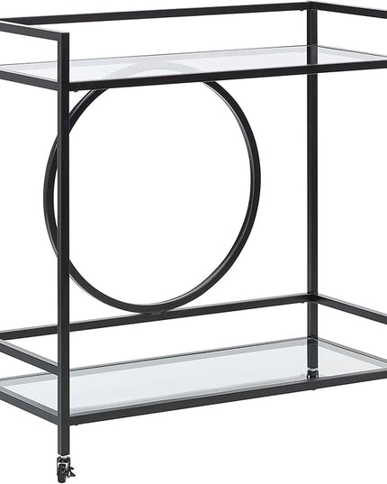 Sauder International Lux Bar Cart, Black Finish - LeafyLoom