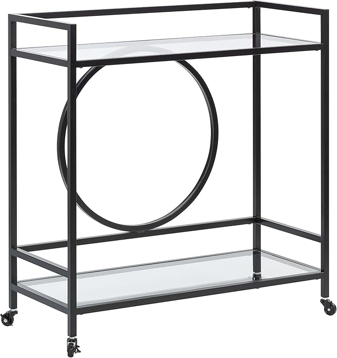 Sauder International Lux Bar Cart, Black Finish - LeafyLoom