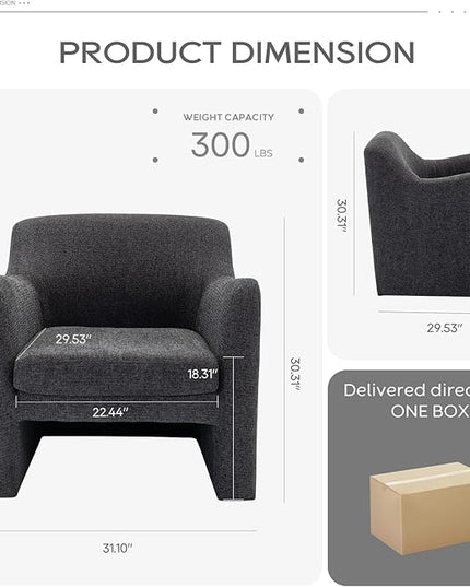 COLAMY Modern Accent Chair for Living Room,Living Room Chair,Soft Padded Armchair with Back,Comfy Lamb Wool Fabric Accent Chair, Charcoal Grey - LeafyLoom