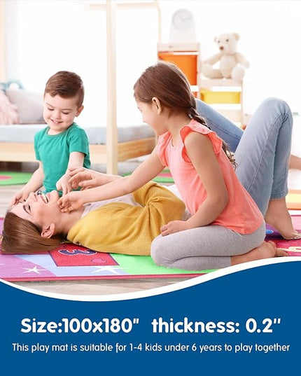 Booooom Jackson Hopscotch Kid Rug,40''x70'' kids Preschool Rugs for3, 4, 5, 6, and 7 Year Olds,Rainbow Rug for Girls Bedroom and kids playroom and Classroom - LeafyLoom
