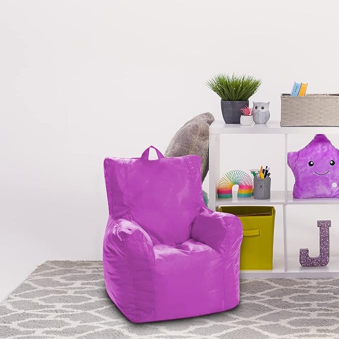 Posh Creations Bean Bag Structured Seat for Toddlers and Kids, Comfy Chair for Children, Pasadena, Purple - LeafyLoom