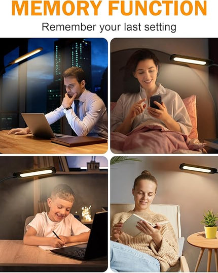 LED Desk lamps with Clamp for Home Office,High Brightness,3 Color Temperatures and Dimmable Clip On Desk Light,Flexible Gooseneck Desk Lamp with USB Adapter,Black - LeafyLoom
