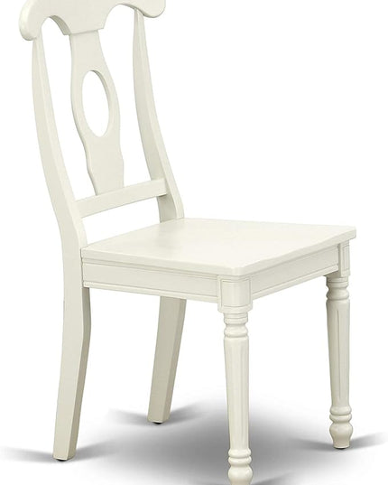 East West Furniture SUKE3-LWH-W Sudbury 3 Piece Kitchen Set for Small Spaces Contains a Round Table with Dropleaf & Shelves and 2 Dining Room Chairs, 42x42 Inch - LeafyLoom