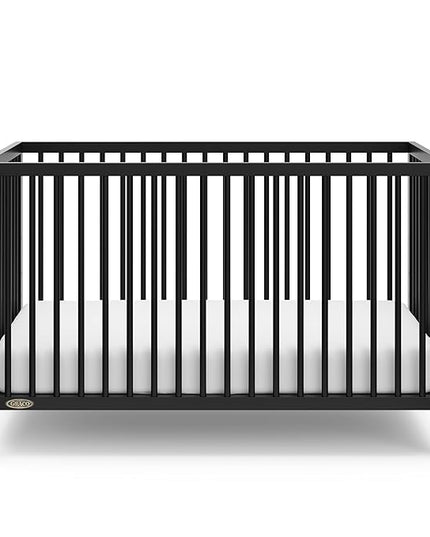Graco Teddi 5-in-1 Convertible Crib (Black) – GREENGUARD Gold Certified, Converts to Daybed, Toddler & Twin Bed with Headboard and Footboard, Adjustable Mattress Height - LeafyLoom