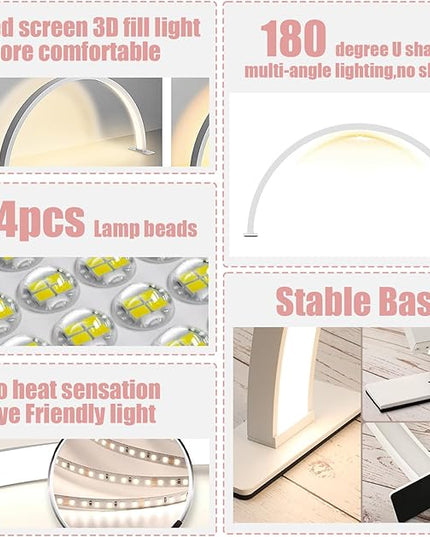 Half Moon Light for Nail Desk,30in Nail Desk Lamp, Lash Lamp for Eyelash Extensions Tattoo Spa Salon 180° All-Round Lighting Half Moon Nail Lamp with Cool/Warm Tones & 10 Brightness - LeafyLoom