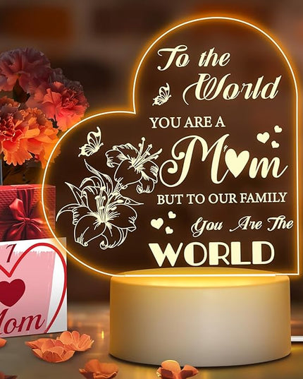 Linkax Mom Birthday Gifts, Gifts for Mom from Daughter Son, Mom Gifts Room Decorative Ideas Engraved Night Light, Thanksgiving Mothers Day Christmas Birthday Gifts for Mom, Best Mom Ever Gifts - LeafyLoom